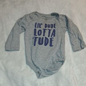 4/$20- The Children's Place Gray Bodysuit with Blue Text